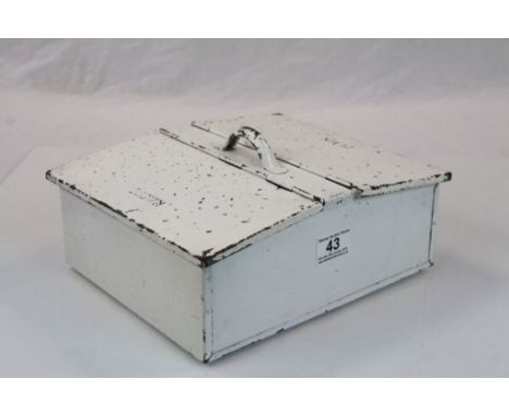 Vintage ' Tala ' White Enamel Double Shoe Shine Box, one side mark Black and the other Brown