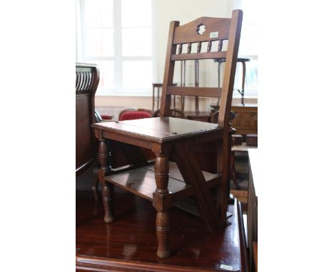 An Edwardian mahogany chair which converts into a step ladder