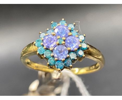 A Tanzanite and Blue cluster dress ring 9ct