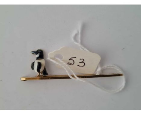 A Edwardian gold enamel and MOP set penguin brooch