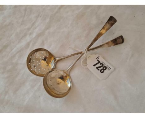 A matching Exeter silver small ladle and sifter spoon by JH circa 1800