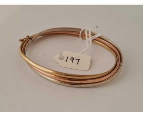 A three colour gold bangle 9ct     8.7 gms