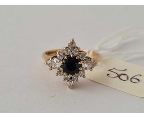 A multi stone dress ring in 9ct size K 3.1g