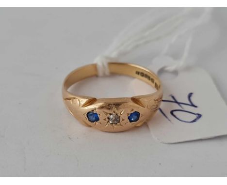 Victorian sapphire &amp; diamond ring in 18ct gold 2.7g