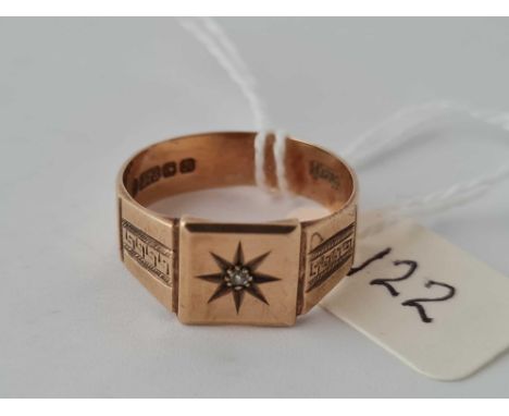A diamond set signet ring 9ct size T    3.7 gms