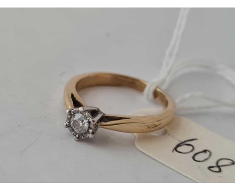 A yellow metal solitaire diamond ring size M    3 gms