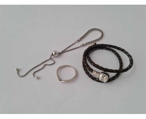 Two Pandora bracelets and a Pandora ring
