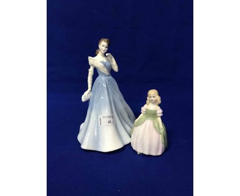 LOT OF ROYAL DOULTON FIGURES'Top O The Hill' HN 1834, 'Penny' HN 2338 and 'Abigail' HN 4044, together with a Royal Worcester 