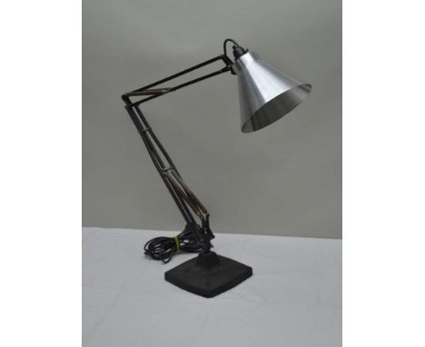AN EARLY HERBERT TERRY ANGLEPOISE TASK LAMP, with square formed cast iron base and later brushed steel shade 