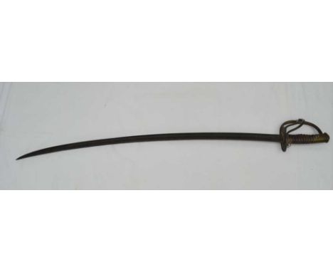 A 19TH CENTURY AMERICAN LIGHT CAVALRY SABRE, wire wound grip, pierced knuckle guard, curved blade marked 'G.Roby, Chelmsford,