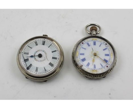 TWO VICTORIAN LADY'S POCKET WATCHES having chased cases and decorative enamel dials 