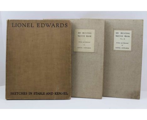 LIONEL EDWARDS 'My Hunting Sketch Book', volumes I &amp; II, illustrated, Eyre and Spottiswoode, London, 1928, first edition,