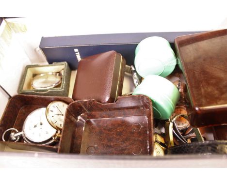 A collection of miscellaneous items, to include a continental gold plated cased lady's fob watch, the enamelled dial with Rom