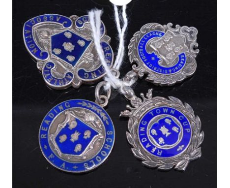 Four various silver and enamel sporting medals, all from the Reading District, to include athletics and football, 52g