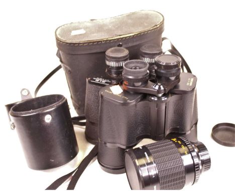 A pair of Pathecsope 20x50 lightweight custom model binoculars; together with a pair of Miranda 10x50 fully coated optic bino