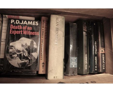 A collection of books, mainly first edition PD James and Alan Bennett, to include PD James The Private Patient, signed 1st ed