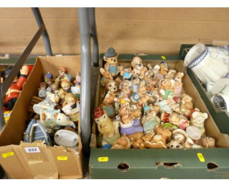 A box of Hummel-type figures &amp; a collection of Pendelfin rabbits &amp; other animal figures