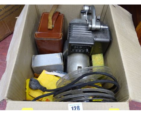 A box of vintage projector and similar items