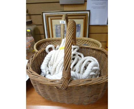 Two vintage wicker baskets, a quantity of prints etc