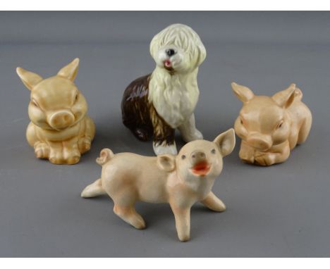 Goebel ceramics - three pigs &amp; a Dulux-type dog