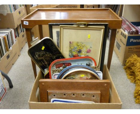 A quantity of lap trays, vintage wooden folding legs tray etc