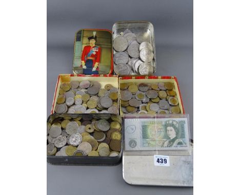 A collection of commemorative crowns, British &amp; World coinage together with a vintage £1 note