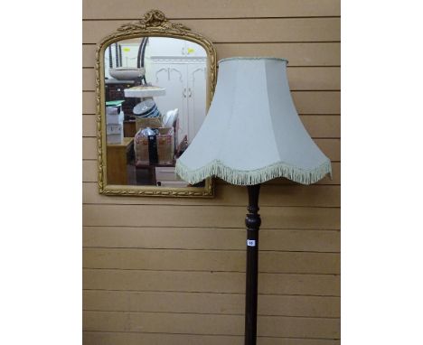 A vintage standard lamp &amp; shade together with a gilt framed wall mirror