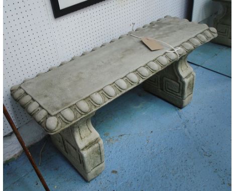 GARDEN BENCH, in reconstituted stone, 107cm L.