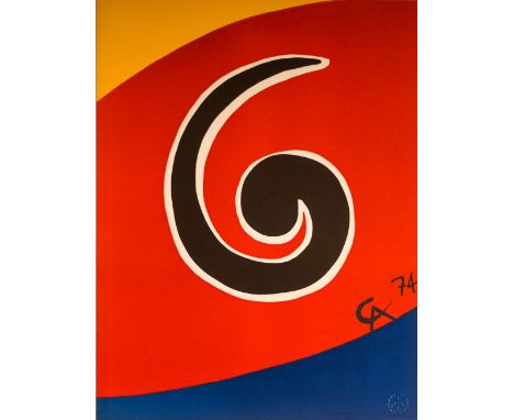 ALEXANDER CALDER 'Sky swirl', flying colours collection, 1974, lithograph in colours, signed in plate, 51cm x 66cm framed and
