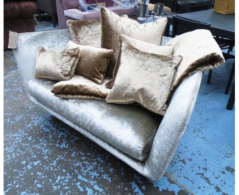 BENSEN U SOFA, two seater, grey satin upholstered, 181cm L.