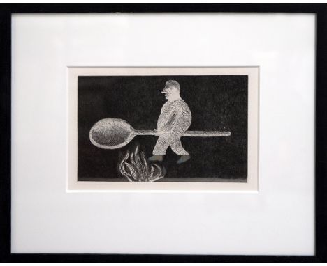 DAVID HOCKNEY, 'Riding Around on a Cooking Spoon,' aquatint, 1969, edition 400, 17cm x 25cm. 