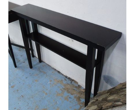 OKA CONSOLE TABLE, wooden with shelf below on square supports, 120cm x 26cm x 86cm H. (with slight faults)