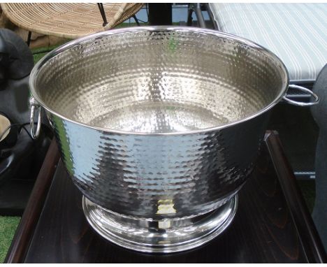 WINE COOLER, in chromed metal hammered finish, 41cm diam. x 27cm H.