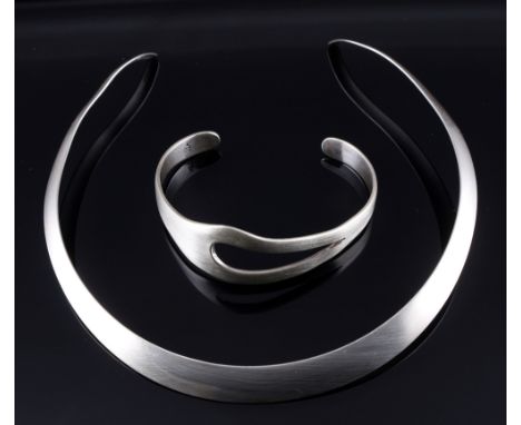 925 Silber Design Quinn Halsreif mit puristischem Armreif, sterling silver Quinn choker with puristic bangle,Silber, gestempe