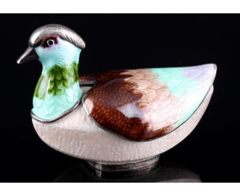 China 98 Silber Ente mit Guilloche Emaille, China 98 silver duck with Guilloche enamel,Silber, China, gestempelt 98% Silver, 