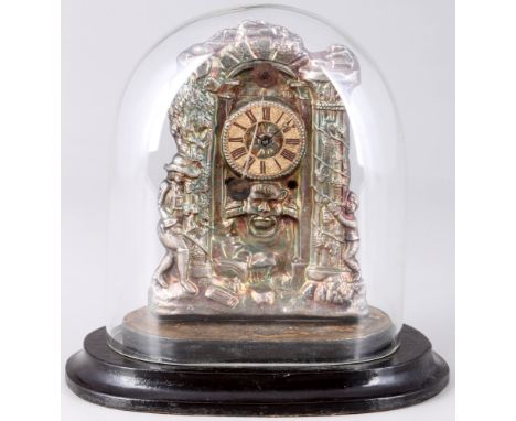 Wiener Vorderzappler als Schlosstor, Österreich 19. Jahrhundert, viennese clock,Wiener Tischuhr / Vorderzappler im Glasdom au