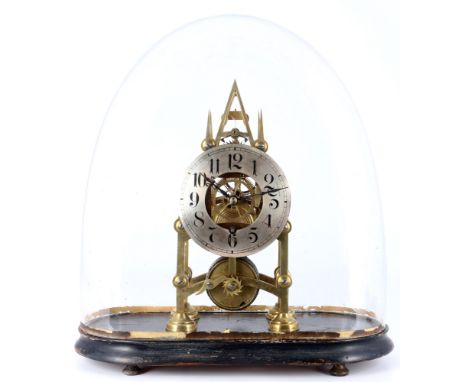 Skelettuhr im Glasdom, England 19. Jahrhundert, Skeleton clock 19th century,England 19. Jahrhundert, H 39 cm x B 37 cm x T 17