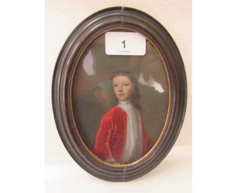 An early 18thC oval, half-length portrait miniature, believed to be R.Townshend, aged 11 years, later married to Elizabeth of
