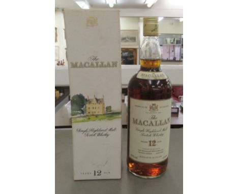 A bottle of 'The Macallan' single Highland malt 12 year old Scotch Whisky&nbsp; boxed 