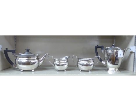 A George VI Elkington &amp; Co four piece silver tea set&nbsp; comprising a tea pot, coffee pot, sugar basin and cream jug&nb