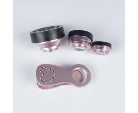 Elegant Swarovski smartphone lens kit with a pink clip mount, beautifully adorned with pink crystals arranged in a heart shap