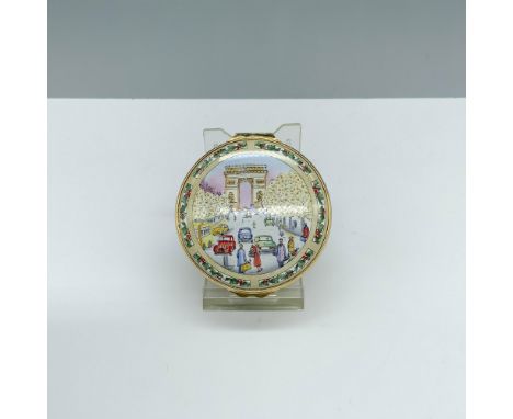 Beautiful treasure box from the Christmas Around the World collection enameled on copper and hand painted that features sight
