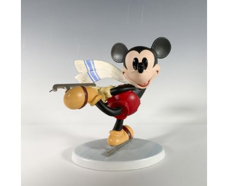 This porcelain figurine of Mickey Mouse on ice was made to celebrate the beloved character's 70th birthday. WDCC backstamp on