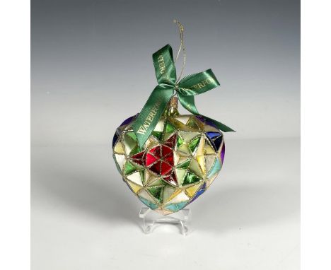 Handcrafted ornament with a stained glass design that forms a beautiful heart, featuring a geometric pattern with vibrant col