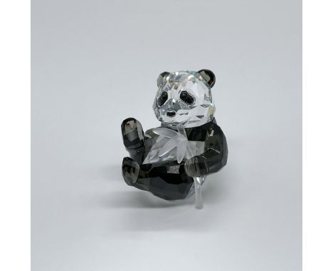 2008 SCS Annual Edition. An adorable panda made from clear and black crystal. Shown eating a frosted crystal bamboo. Swarovsk