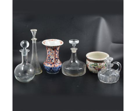 Japanese Imari vase, waisted form, 22cm, WMF glass carafe, etc.