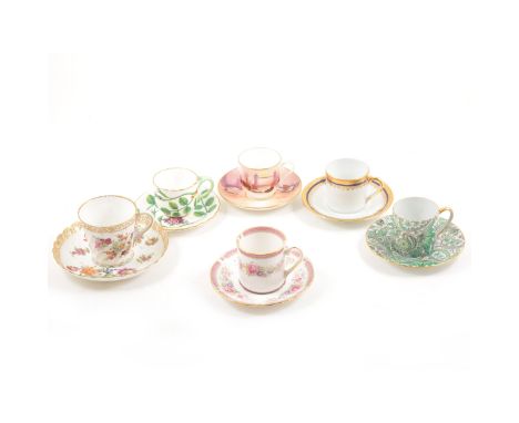 Collection of cups and saucers, including Dresden, Worcester, etc. (12)