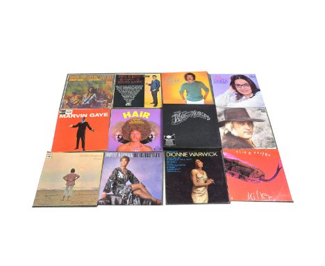 A quantity of vinyl LP records; including War of the Worlds box set, Michael Jackson, Stevie Wonder and others, one box full.