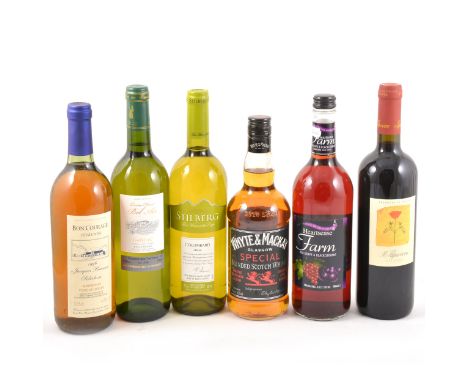 Fourteen bottles of mixed table wine and spirits including Opi aka Rodolfo Sadler, Malbec Mendoza, 2010, 1 bottle; Bon Courag