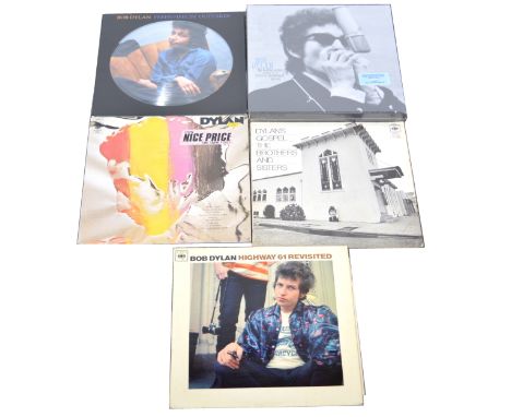 Bob Dylan; Fourt LP vinyl records and a box set, including Gospel The Brothers and Sisters Stereo matrix A1/B1, Highway 61 Re